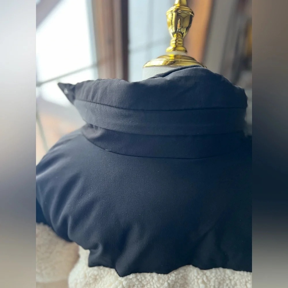 Maje Black Cream High Pile Fleece Faux Shearling Hoodie Puffer Jacket Sz 0 (XS) - Picture 15 of 16